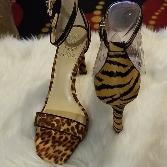 👣Vince Camuto🐈 Leopard/Tiger Sandles shoes footwear unique looking  8M & 9.5M - Picture 10 of 13